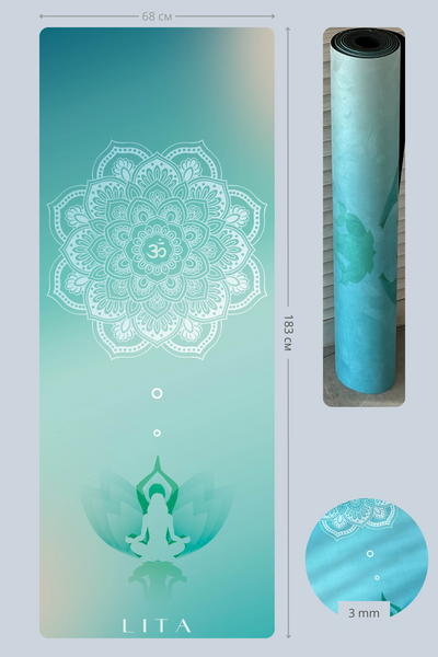 Килимок для йоги Lita "Blue Mandala" замша + каучук 183 х 68 х 0,3 см 10-14-3 фото