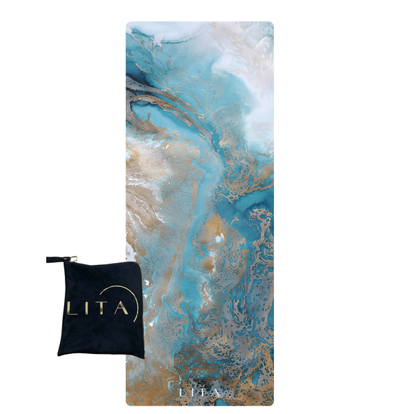 Mata do jogi Lita Travel „ Marble Blue” zamsz + guma 183 x 68 x 0,1 cm