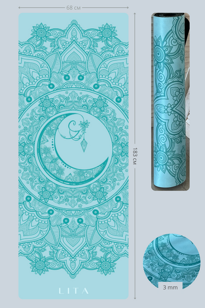Yoga mat Lita "Moon Mandala" suede + rubber 183 x 68 x 0.3 cm rubber