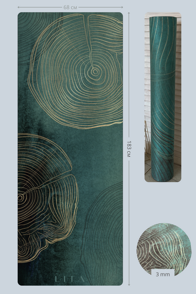 Yoga mat Lita "Tree" suede + rubber 183 x 68 x 0.3 cm