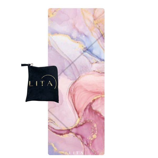 Yoga mat Lita Travel "Marble Rose Gold" suede + rubber 183 x 68 x 0.1 cm